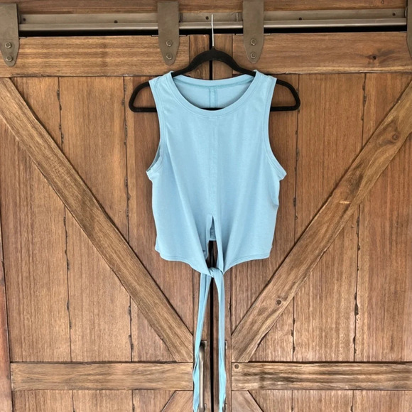 Lululemon Time to Restore Tank Top Aqua Smoke Blue Size 8 - Picture 3 of 5